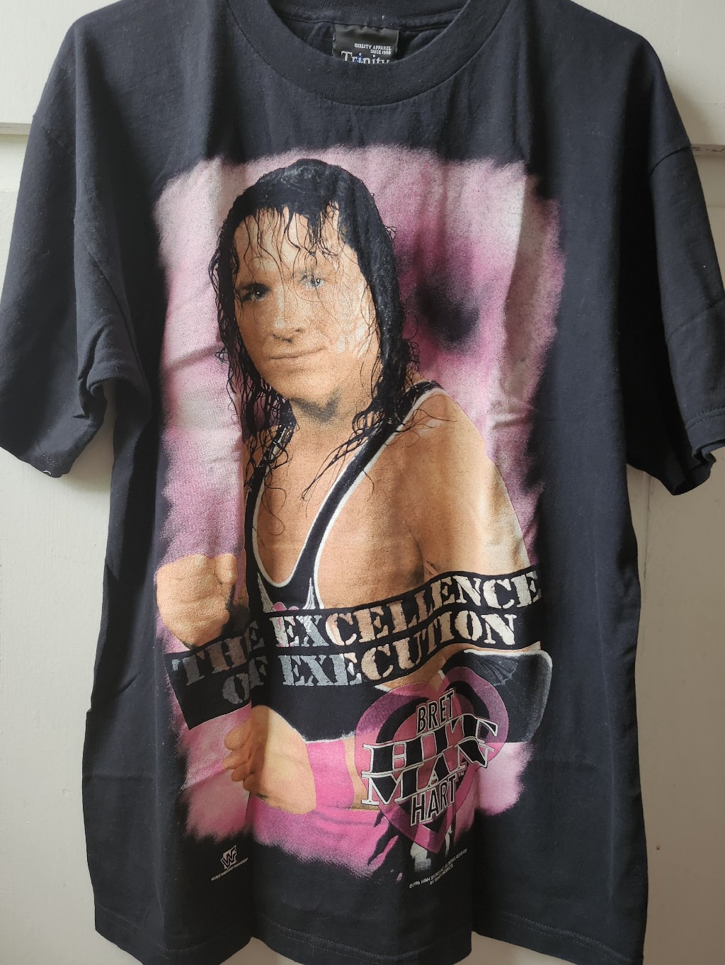 1995 Wwf Bret 'The Hitman' Hart Graphic Tee - Black & Pink L